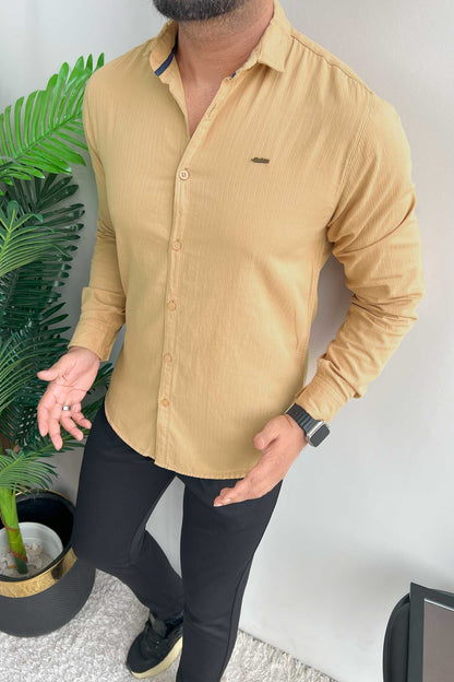Turbo Organic MonoChromatic Long Sleeve Cotton Casual Shirt