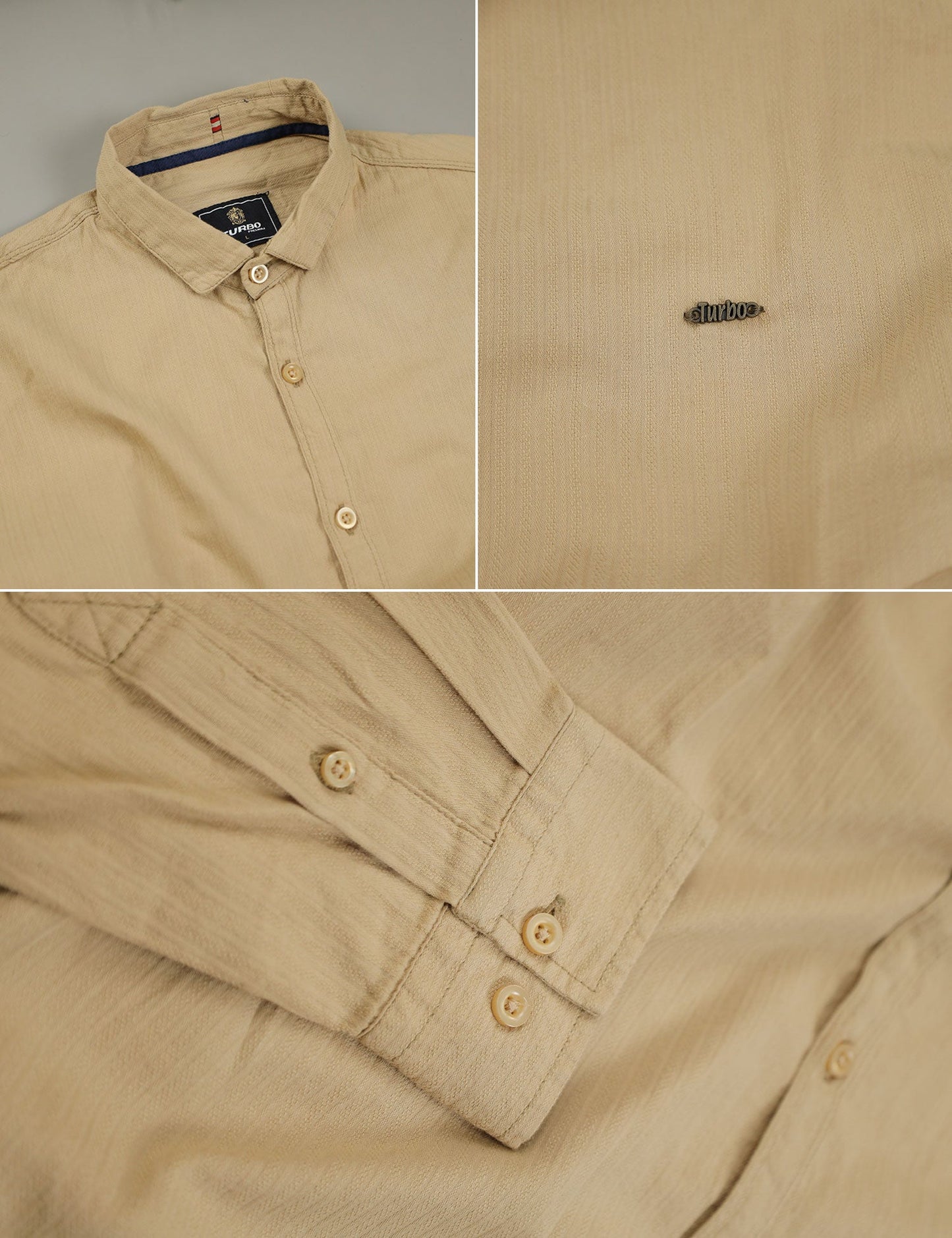 Turbo Organic MonoChromatic Long Sleeve Cotton Casual Shirt in Dark Skin