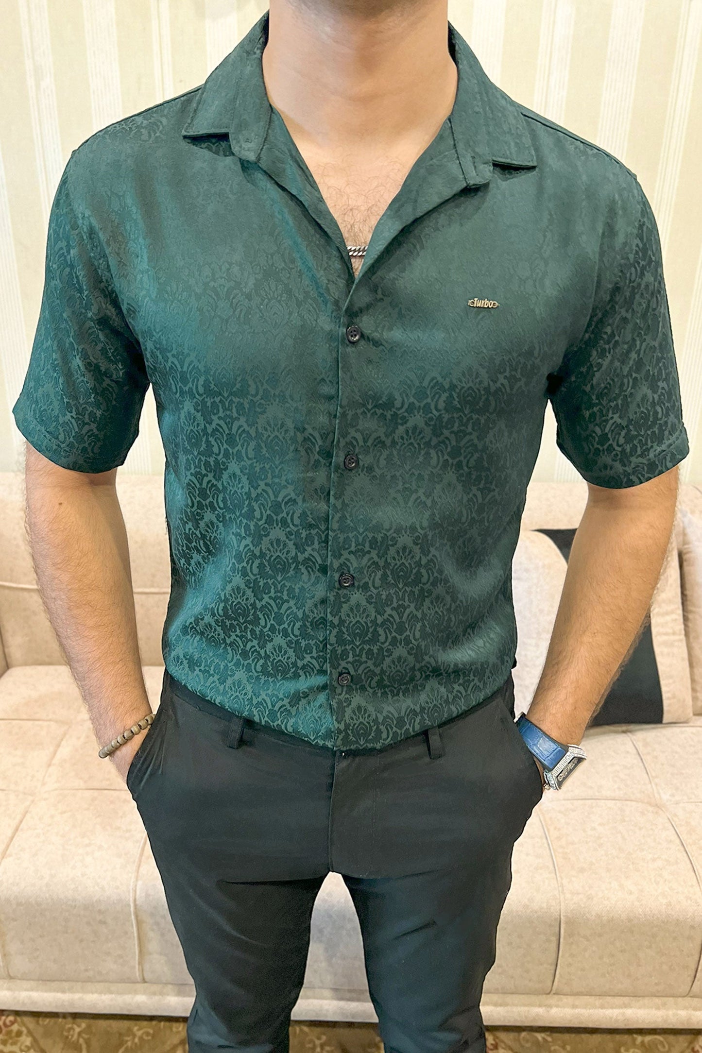 Turbo Designer Motif Floral Casual Shirt