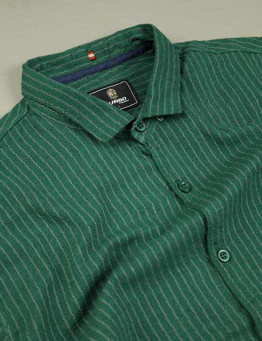 Turbo Lining Check Creation Long Sleeve Cotton Casual Shirt In Green