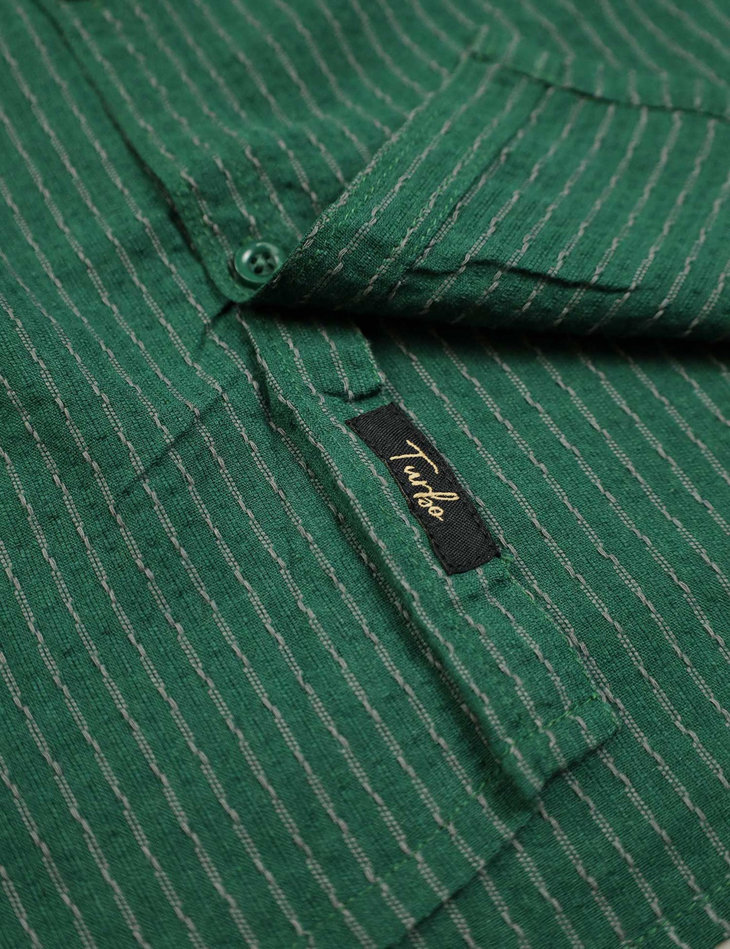 Turbo Lining Check Creation Long Sleeve Cotton Casual Shirt In Green