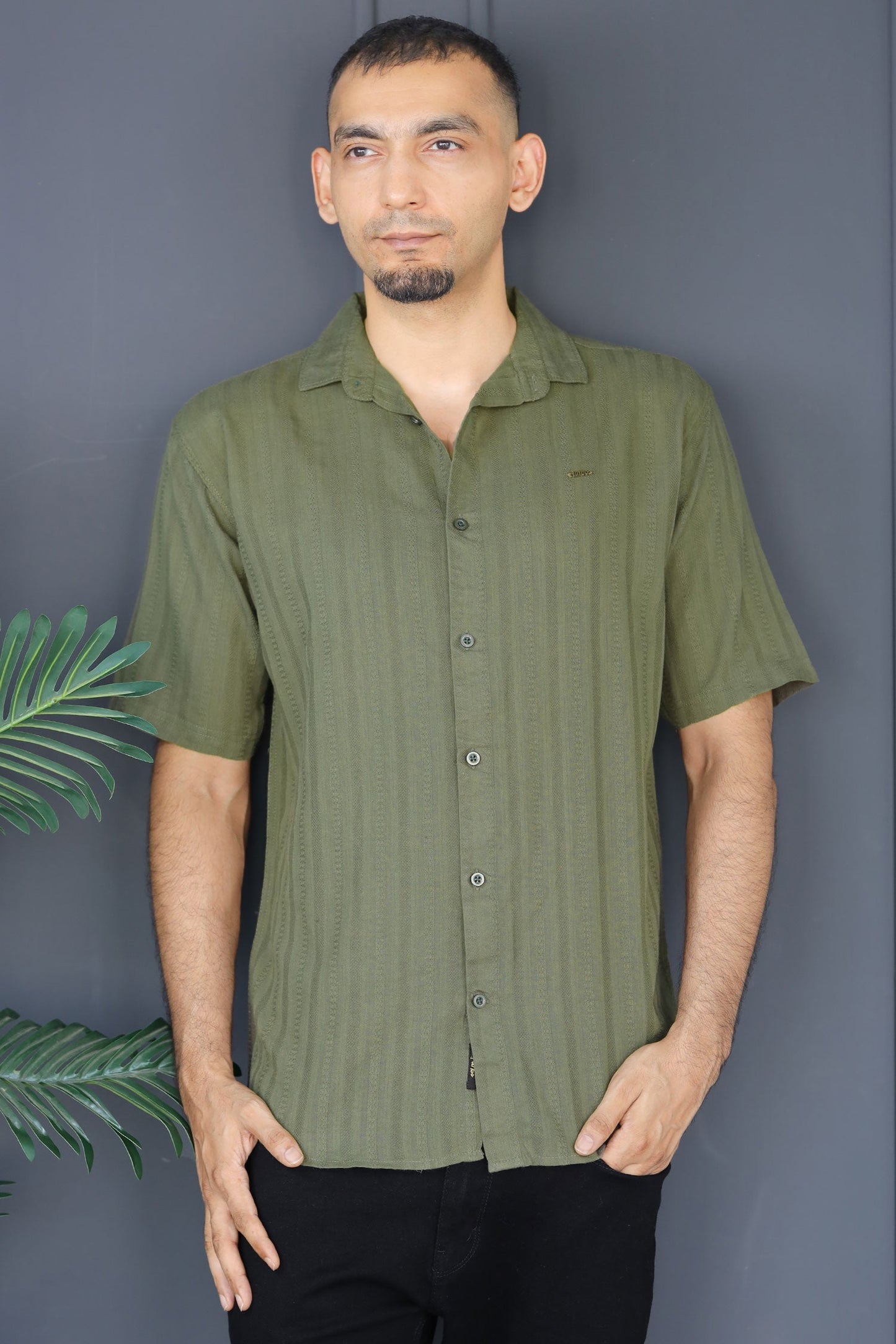 Turbo Endless Cool Embossed Casual Shirt In Green