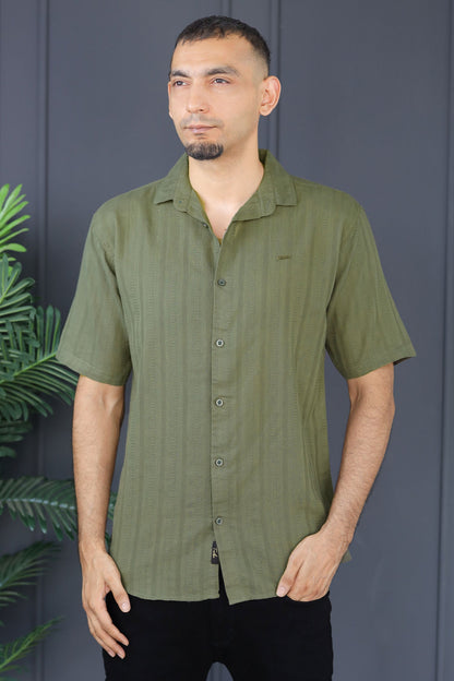 Turbo Endless Cool Embossed Casual Shirt In Green