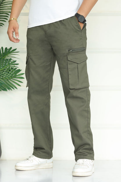 Turbo 'Recon' Division Zip-Detail Loose Bottom Cargo Trouser In Green