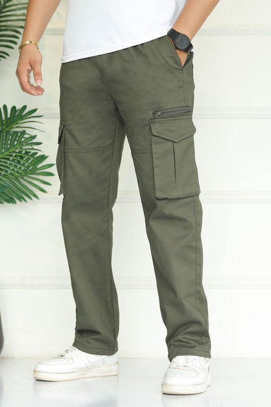 Turbo 'Recon' Division Zip-Detail Loose Bottom Cargo Trouser In Green