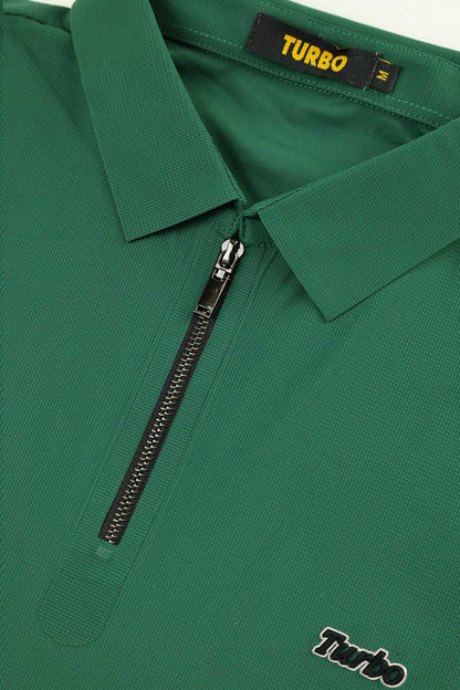 Turbo Signature Script Zip-Placket Men's Polo Shirt