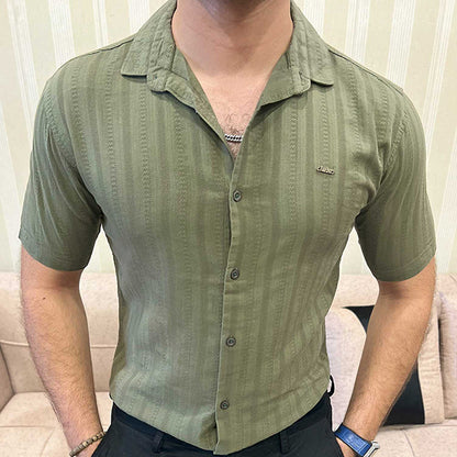 Turbo Endless Cool Embossed Casual Shirt In Green