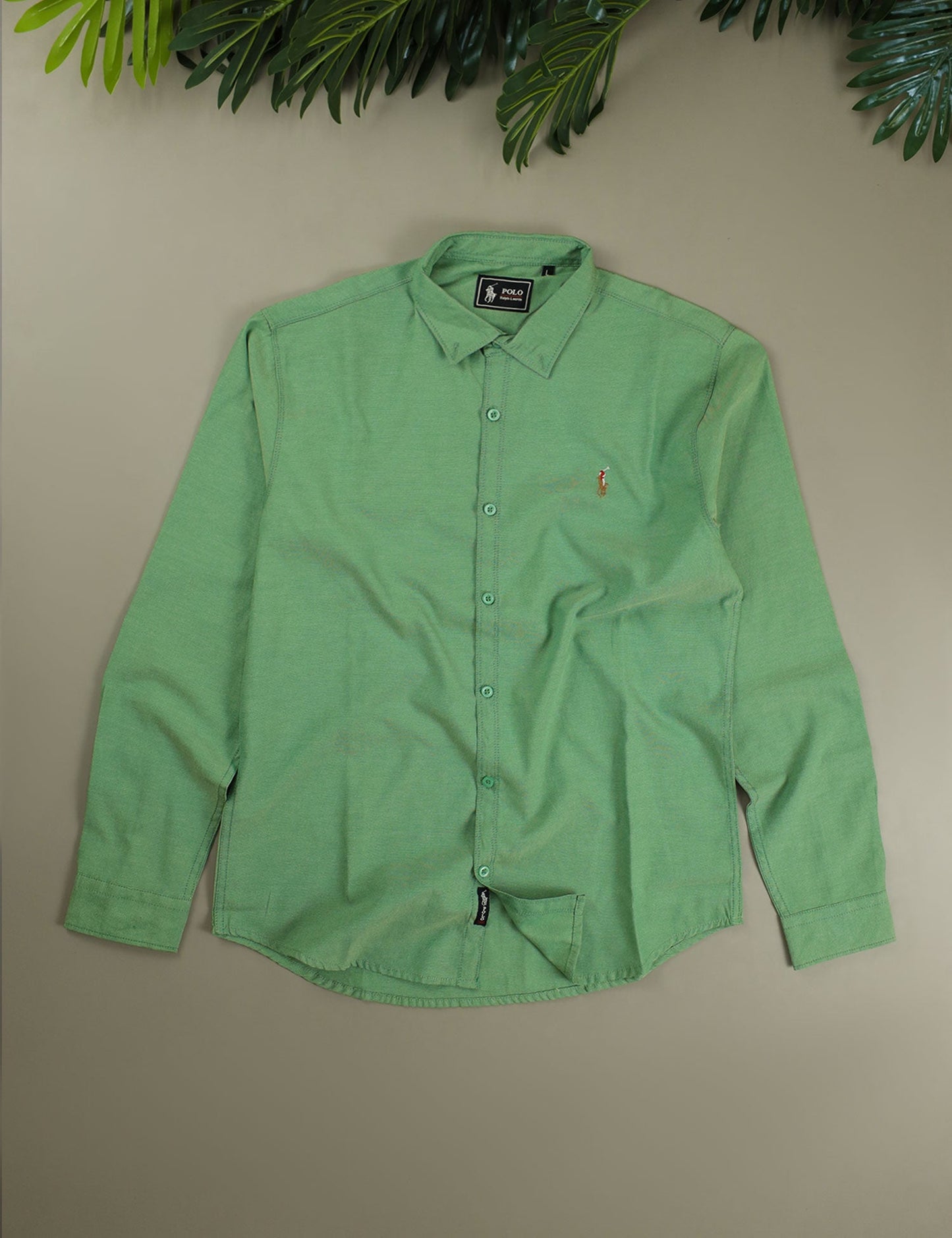 Polo Rph Lren SlimFit Classic Casual Shirt In Parrot Green