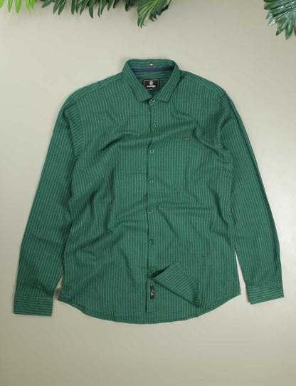 Turbo Lining Check Creation Long Sleeve Cotton Casual Shirt In Green