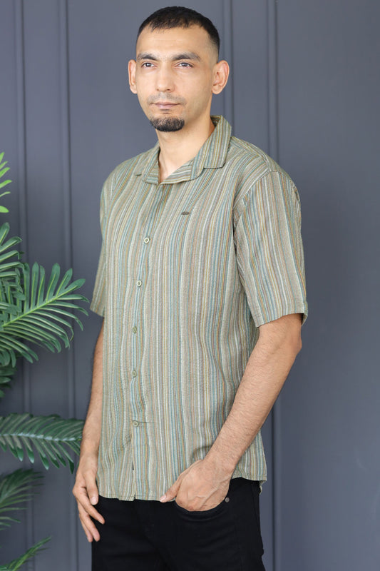 Turbo Spring Edit Textured Casual Shirt In Green