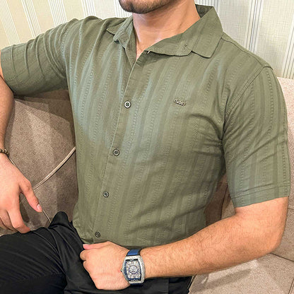 Turbo Endless Cool Embossed Casual Shirt In Green
