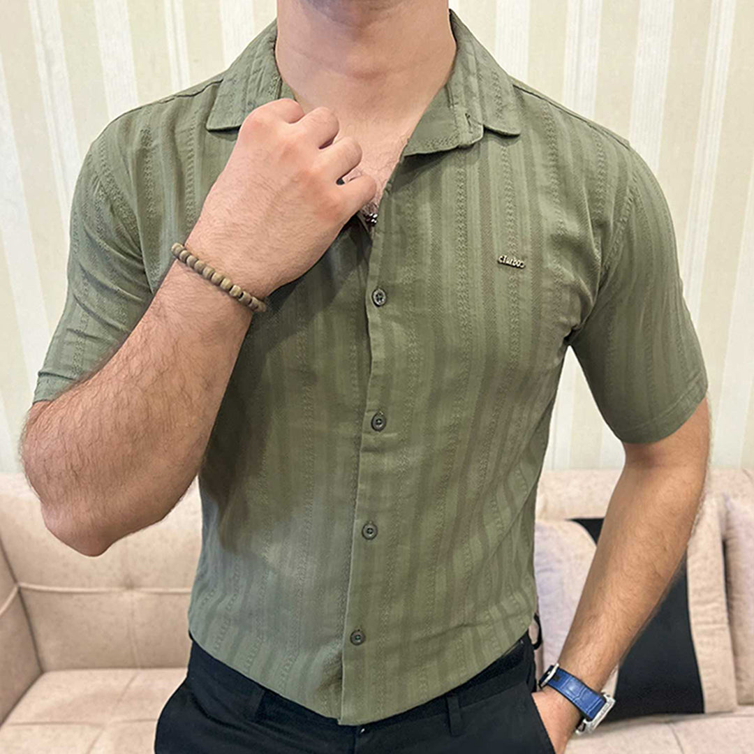 Turbo Endless Cool Embossed Casual Shirt In Green