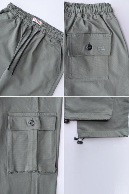 Turbo's 6 Pockets Loose Bottom Cargo Trouser In Grey