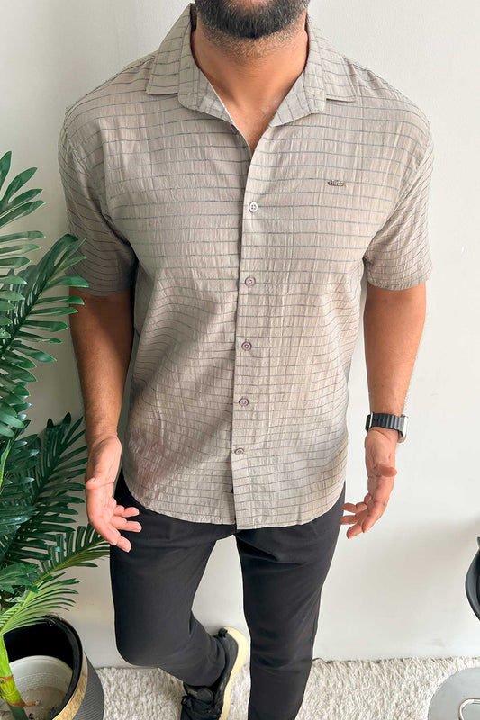 Turbo Snitch Striped Casual Shirt In Grey