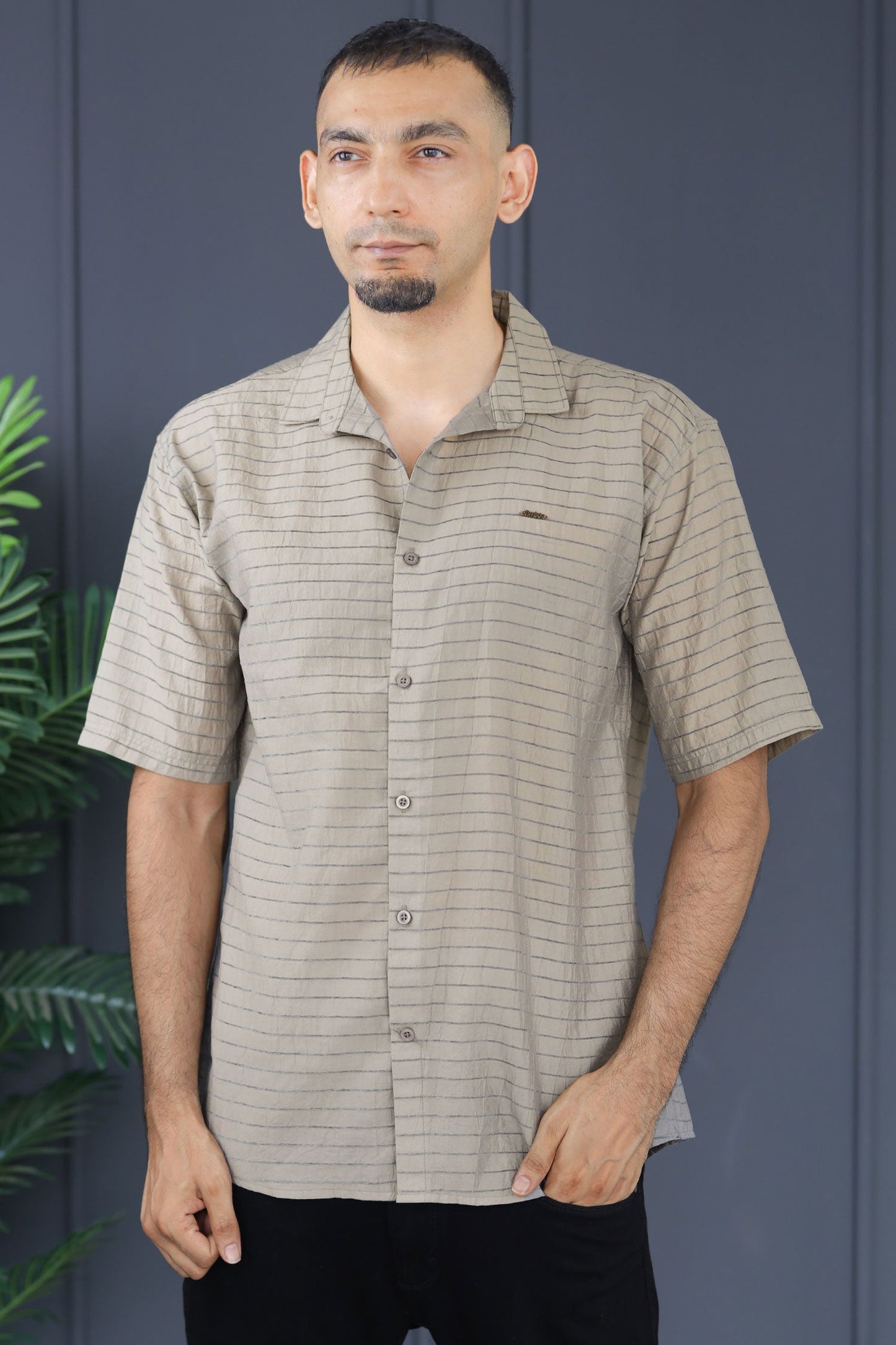 Turbo Snitch Striped Casual Shirt In Grey
