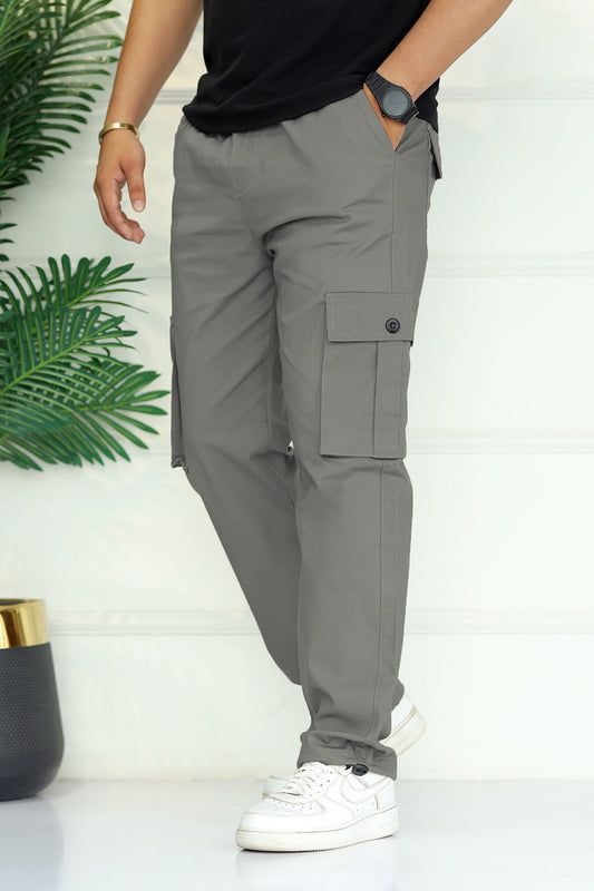 Turbo's 6 Pockets Loose Bottom Cargo Trouser In Grey