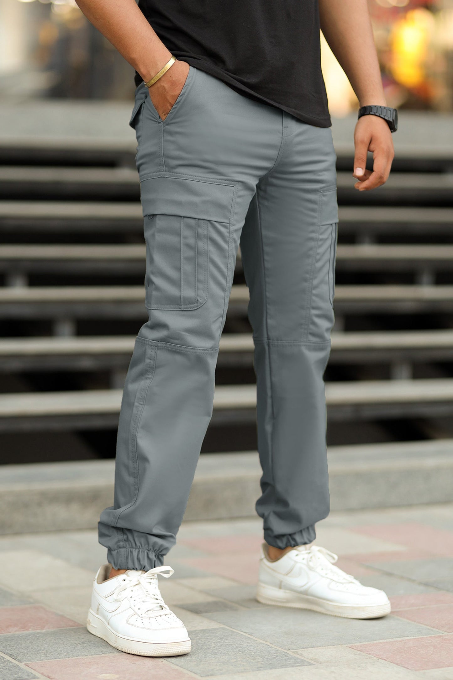 Turbo's Essential Baggy Fit Cargo Trouser In Grey