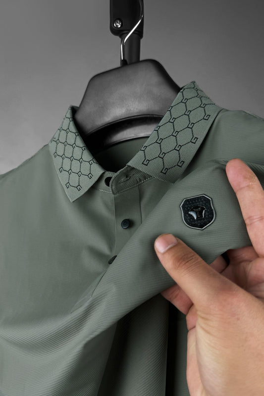 Turbo Diamond Motif Collar Stitchless Men's Polo Shirt In Grey