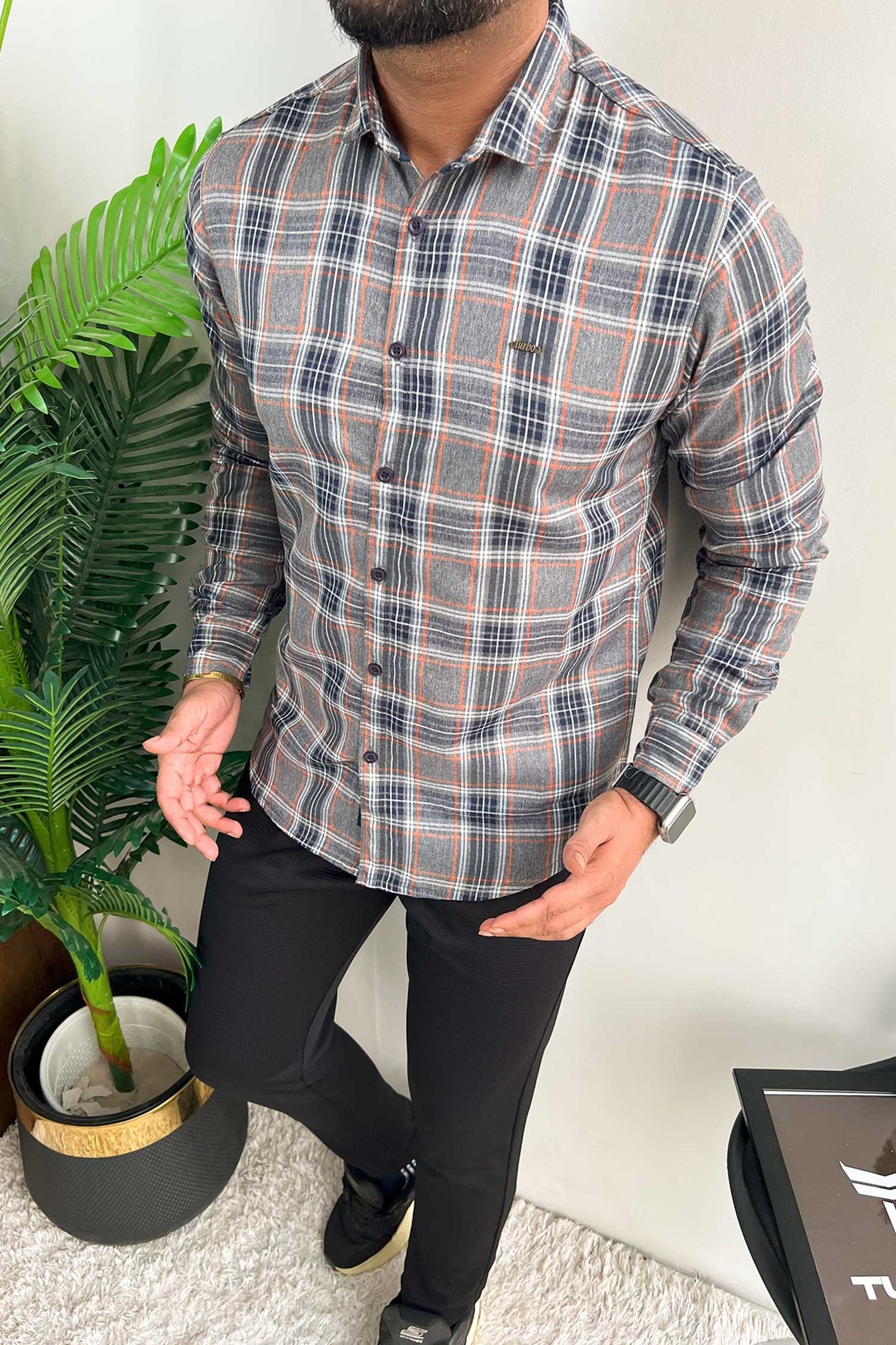 Turbo Cubix Checks Long Sleeve Cotton Casual Shirt