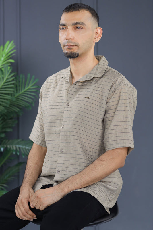 Turbo Snitch Striped Casual Shirt In Grey