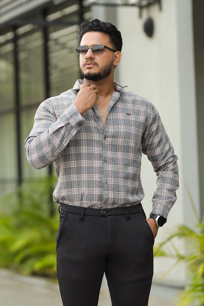 Turbo Tattersall Checkered Long Sleeve Cotton Casual Shirt