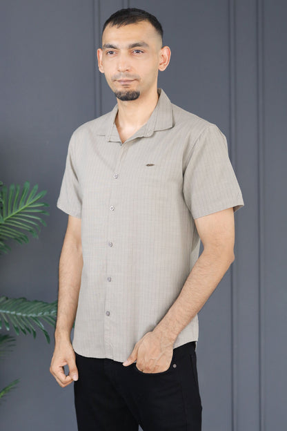 Turbo Creamline Striped Comfort Casual Shirt In Mid Grey
