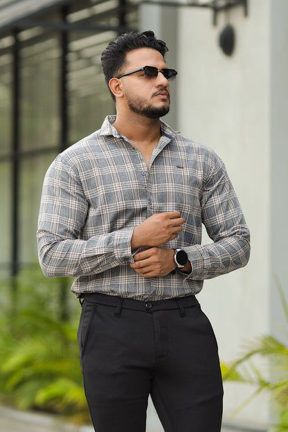 Turbo Tattersall Checkered Long Sleeve Cotton Casual Shirt