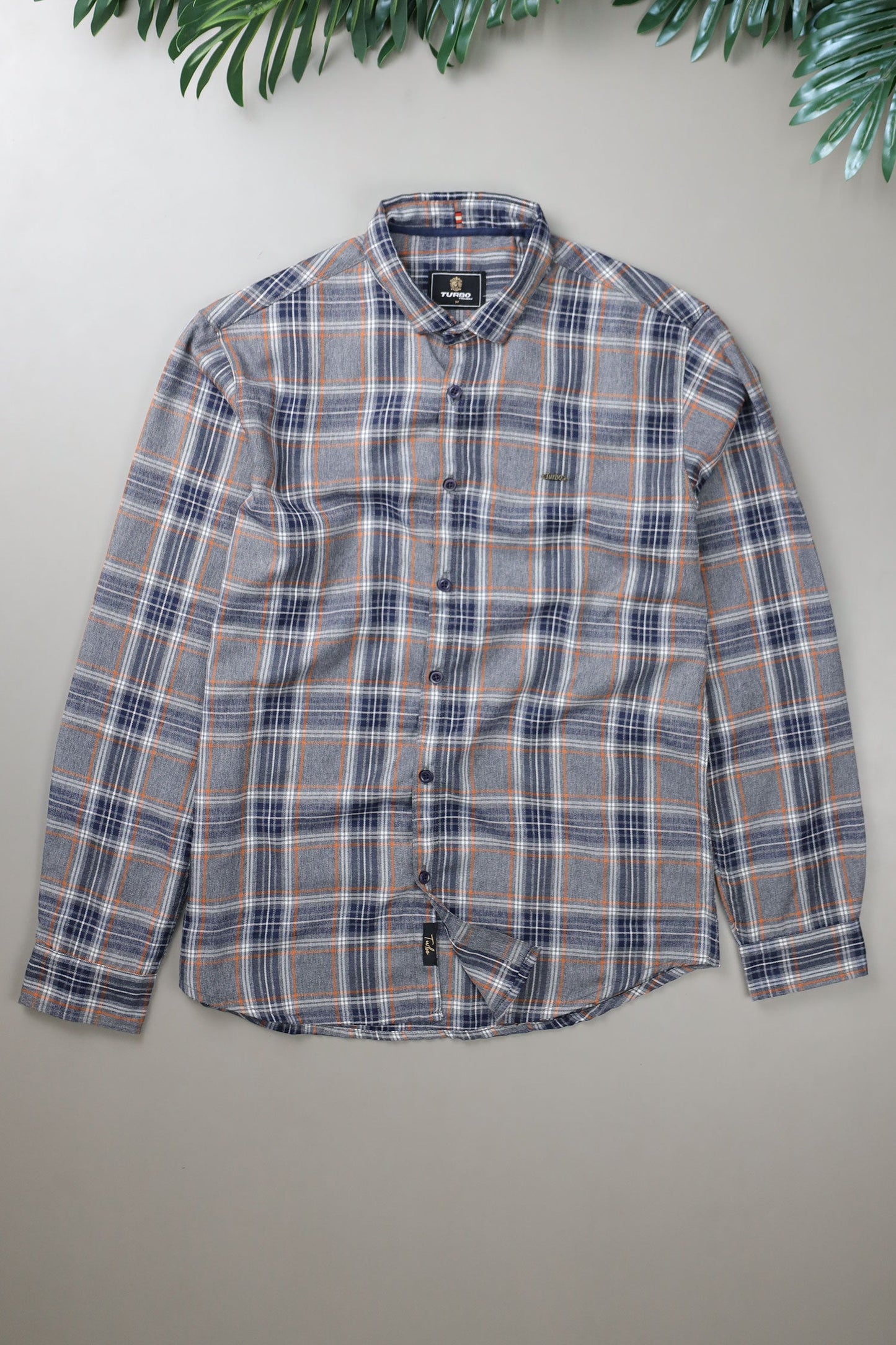 Turbo Cubix Checks Long Sleeve Cotton Casual Shirt In Grey