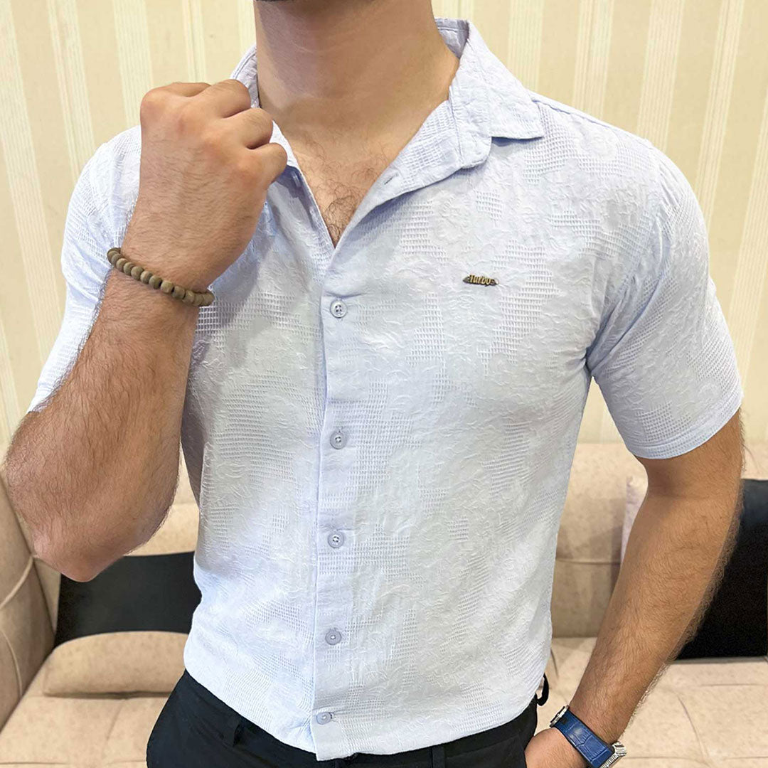 Turbo Artistic Touch Comfort Casual Shirt In Light Blue