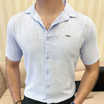 Turbo Artistic Touch Comfort Casual Shirt In Light Blue