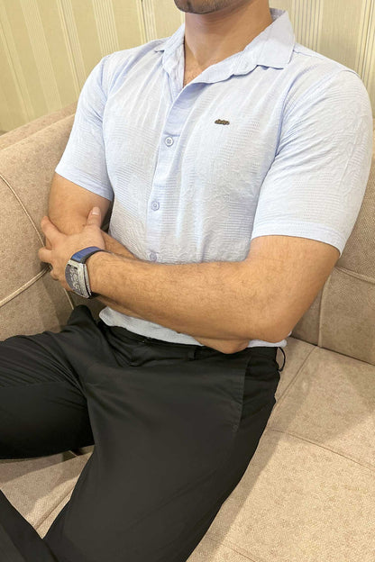 Turbo Artistic Touch Comfort Casual Shirt In Light Blue
