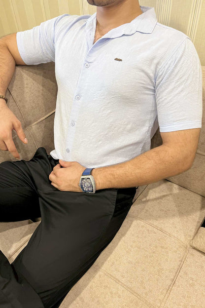 Turbo Artistic Touch Comfort Casual Shirt In Light Blue