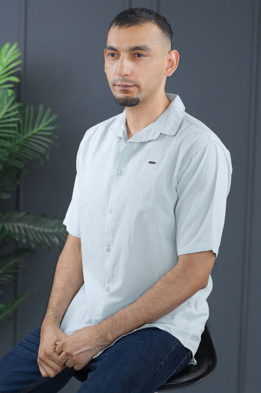 Turbo Textured Relaxed Fit Casual Shirt In Ice Blue