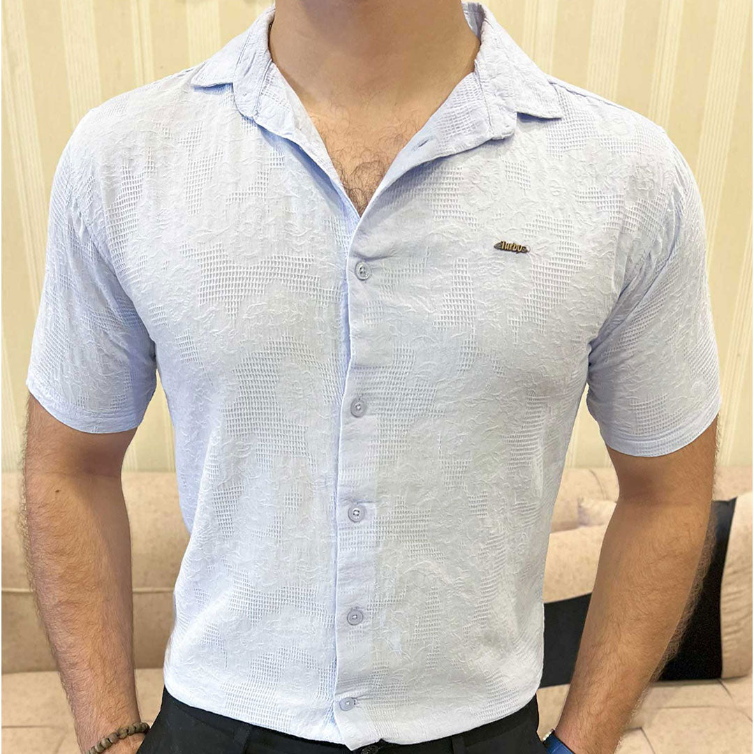 Turbo Artistic Touch Comfort Casual Shirt In Light Blue