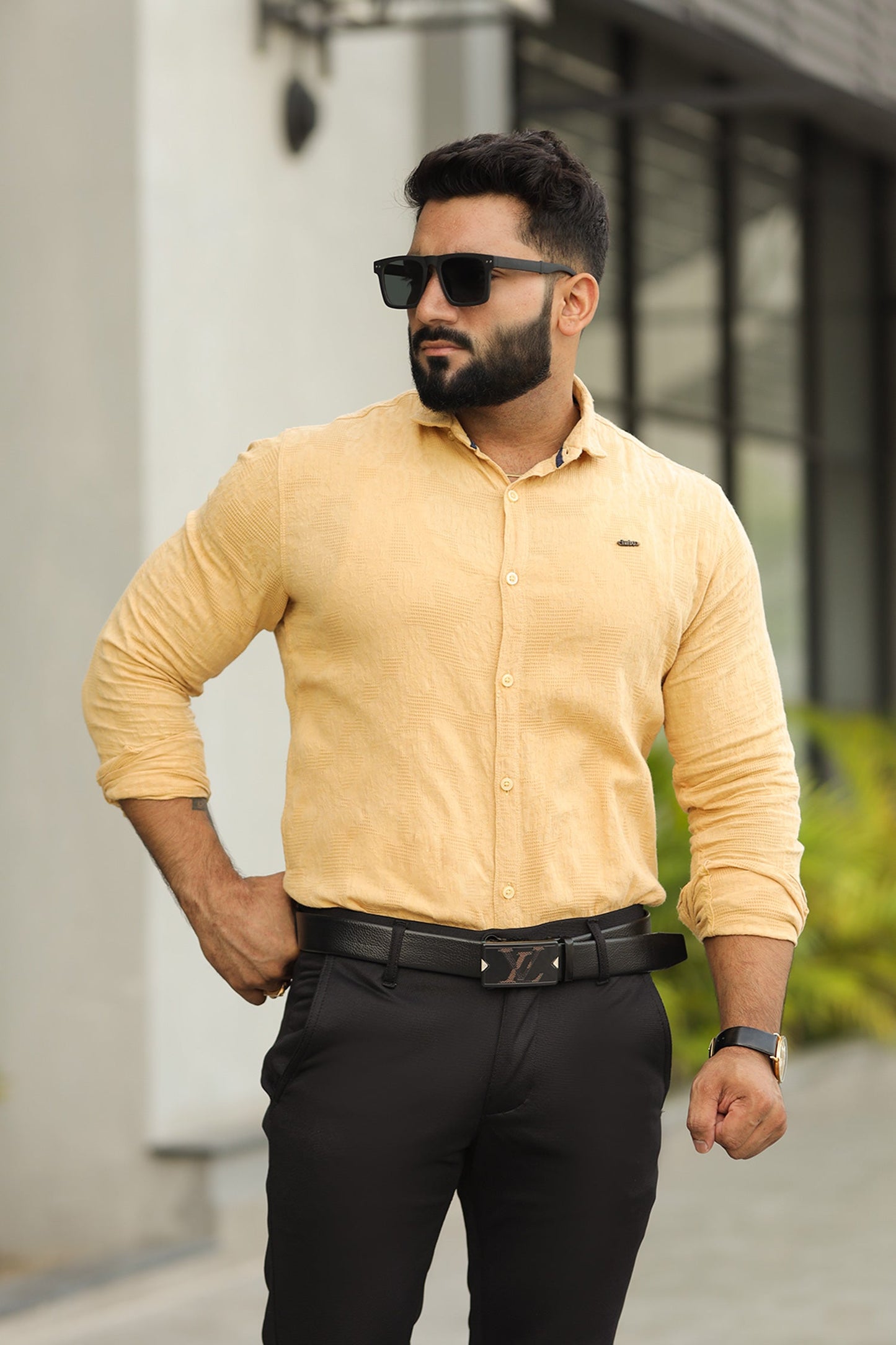 Turbo Vintage Patterend Long Sleeve Cotton Casual Shirt