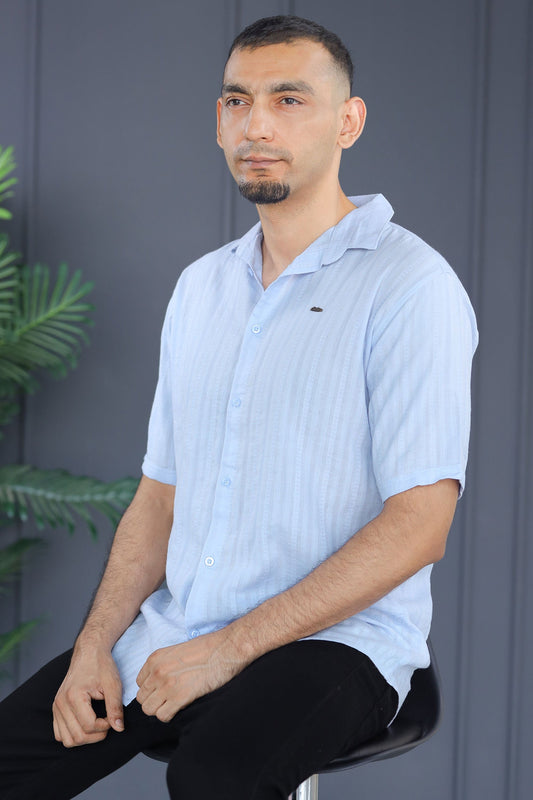 Turbo Endless Cool Embossed Casual Shirt In Light Blue