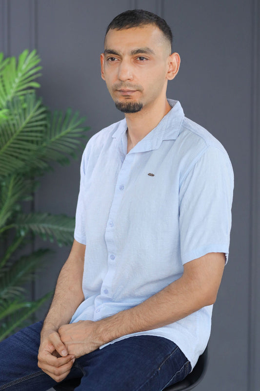 Turbo Artistic Touch Comfort Casual Shirt In Light Blue