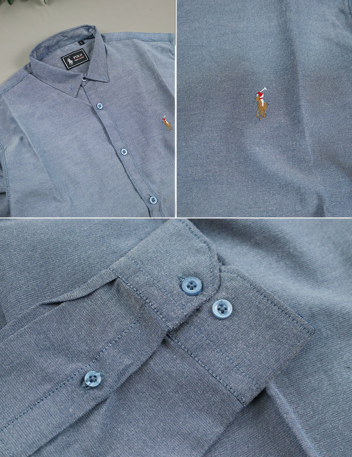 Polo Rph Lren SlimFit Classic Casual Shirt In Light Blue