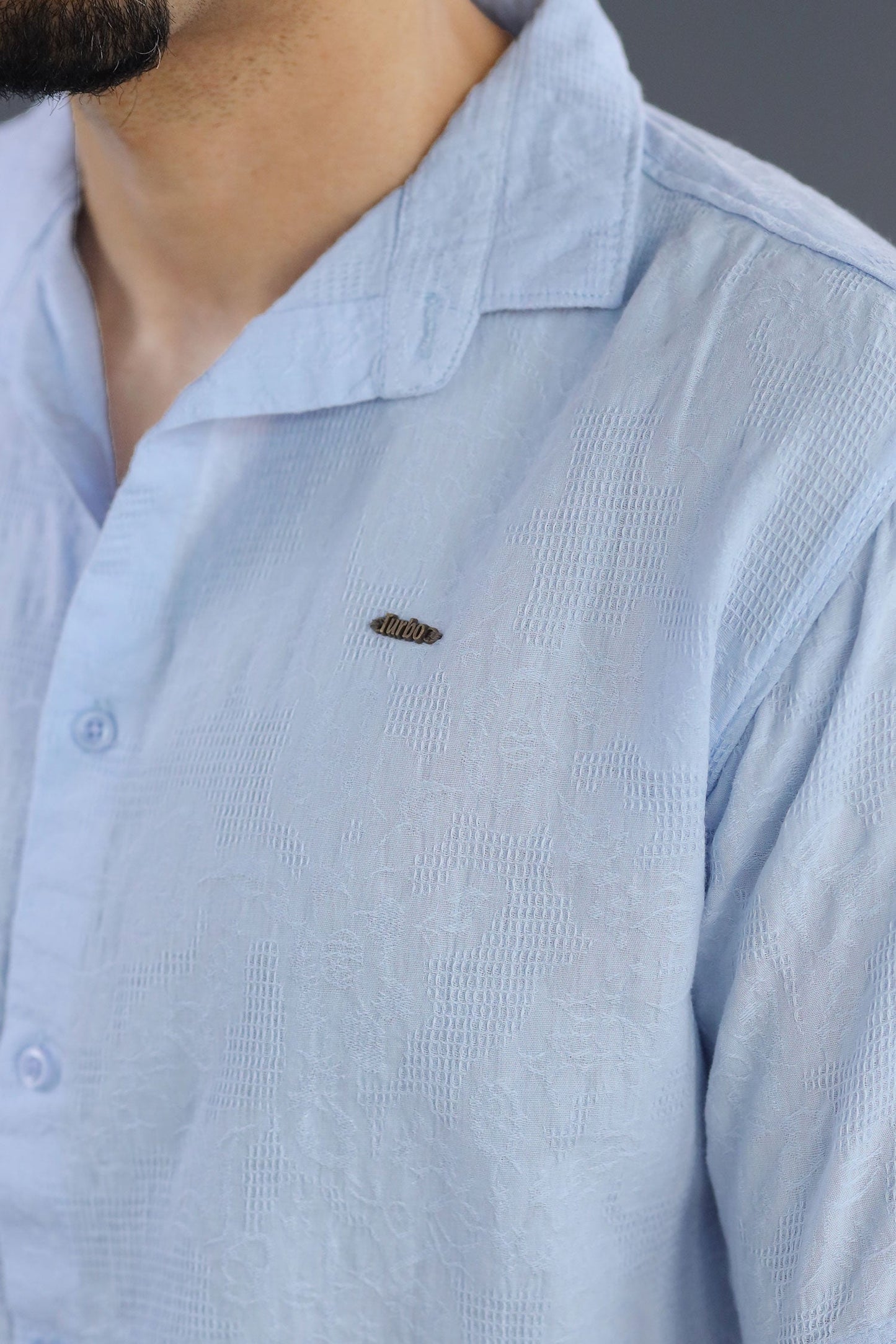 Turbo Artistic Touch Comfort Casual Shirt In Light Blue