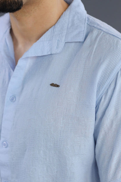 Turbo Artistic Touch Comfort Casual Shirt In Light Blue