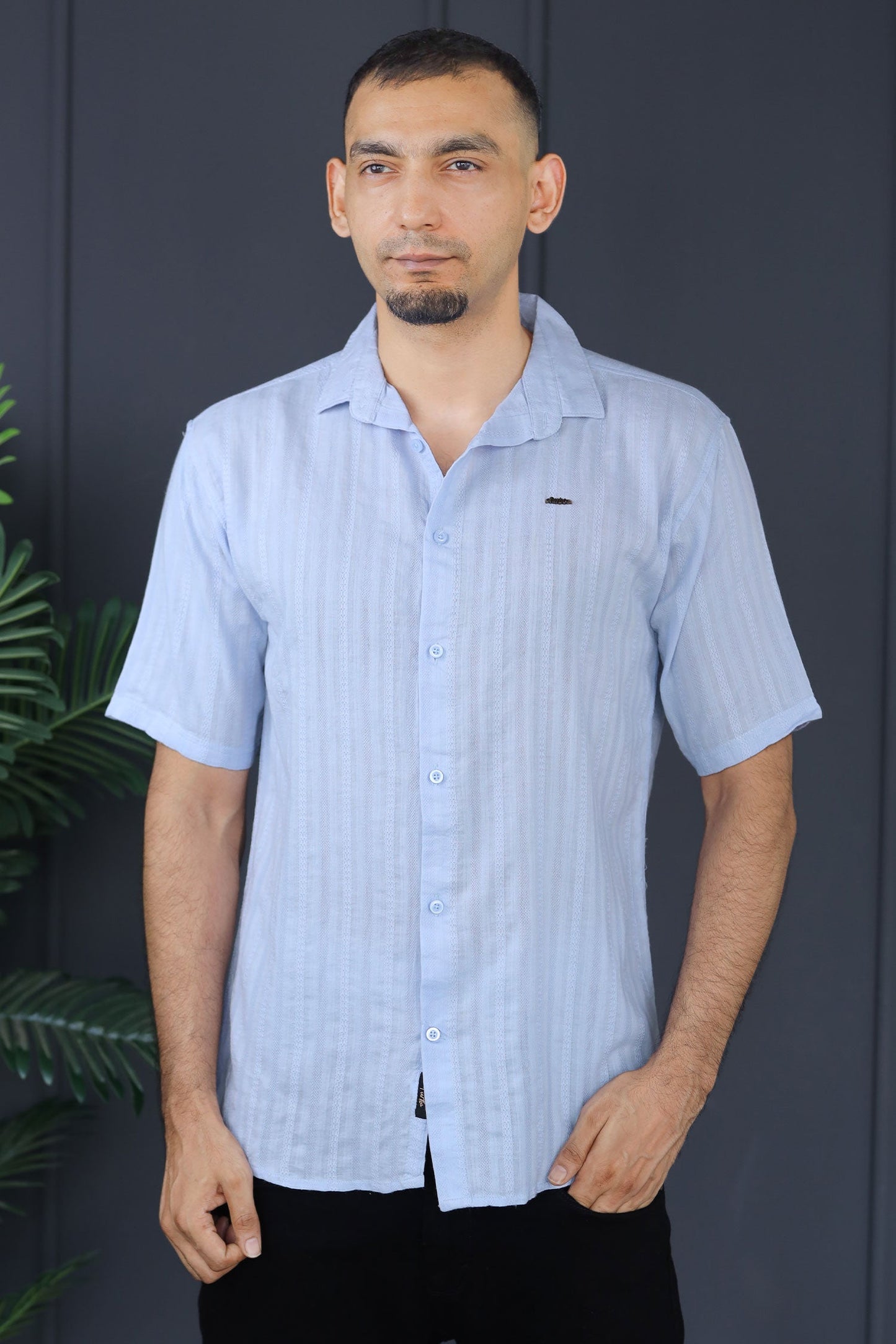 Turbo Endless Cool Embossed Casual Shirt In Light Blue