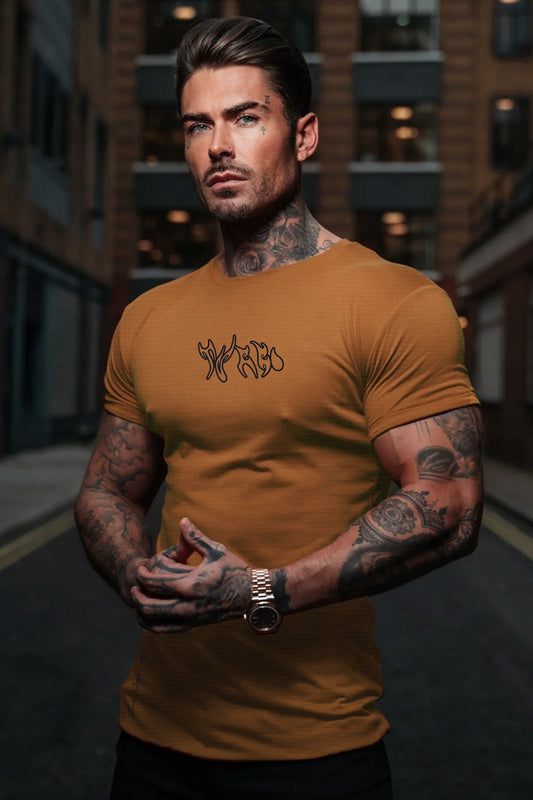 Turbo 'Action-Ready' Graphic Mesh Dry-Fit Tee In Light Brown