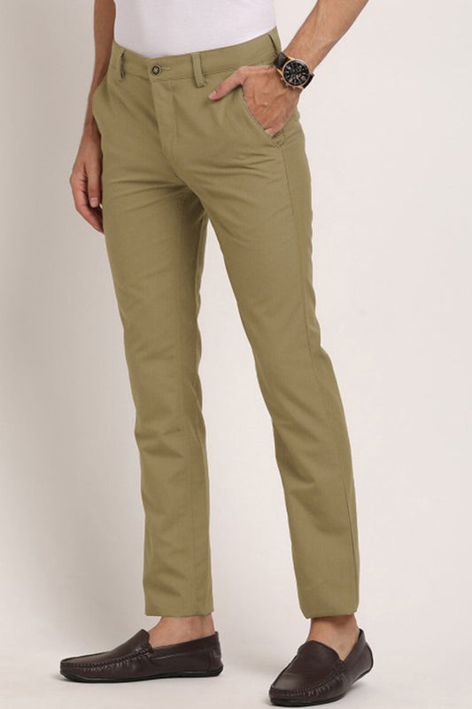 Turbo Urban Executive Slim Fit Cotton Pant In Light Camel