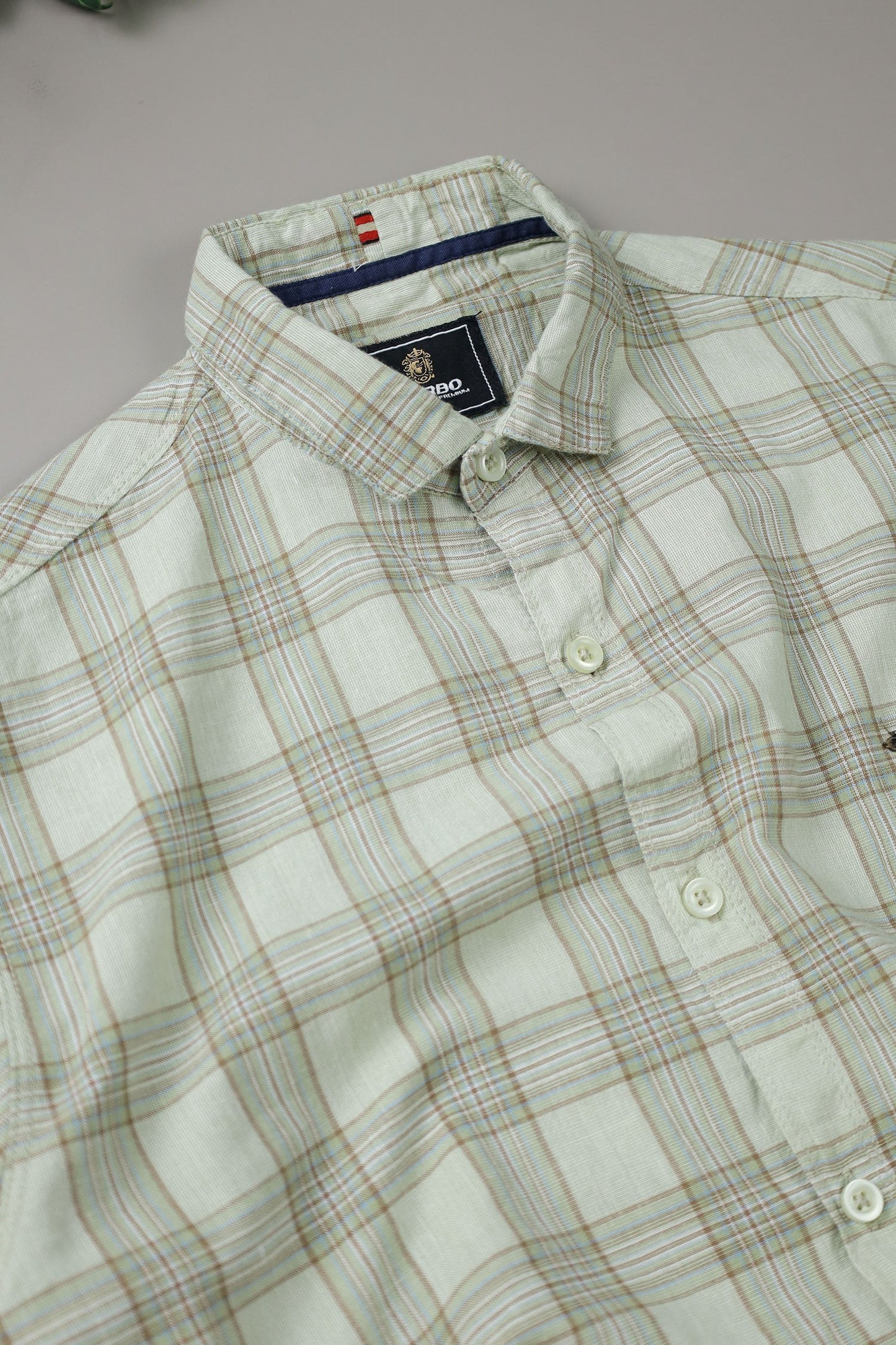 Turbo FearLess Checked Long Sleeve Cotton Casual Shirt In Light Green