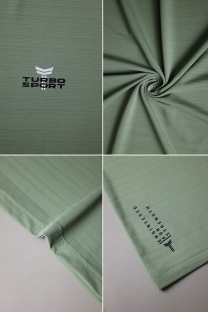 Turbo Sport Shoulder Striped Breathable Dry-Fit Tee In Light Green