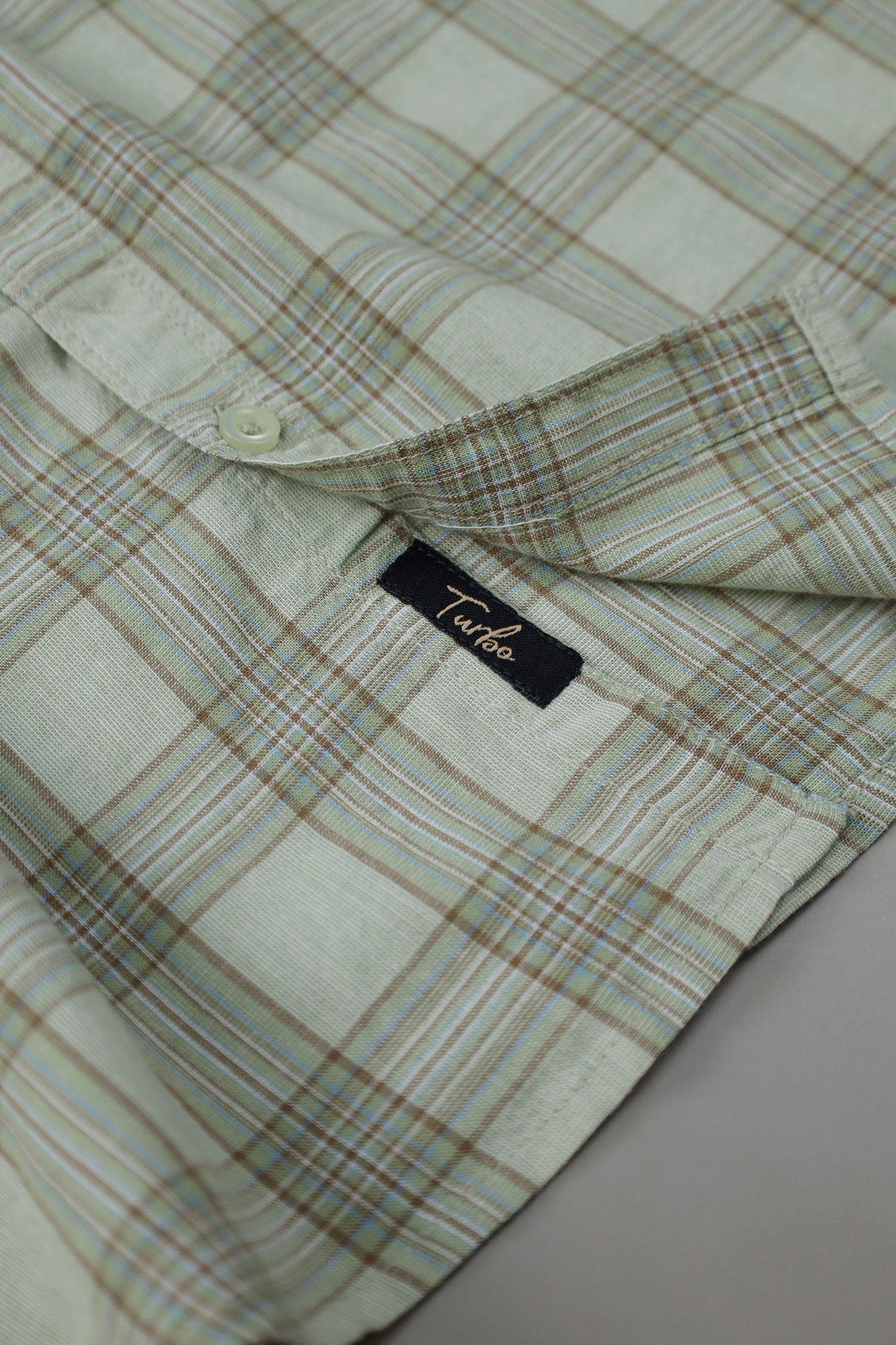 Turbo FearLess Checked Long Sleeve Cotton Casual Shirt In Light Green
