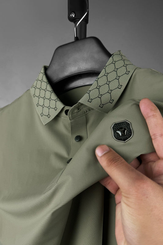 Turbo Diamond Motif Collar Stitchless Men's Polo Shirt In Light Green