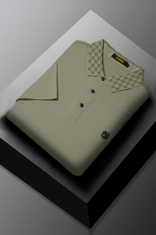 Turbo Diamond Motif Collar Stitchless Men's Polo Shirt In Light Green