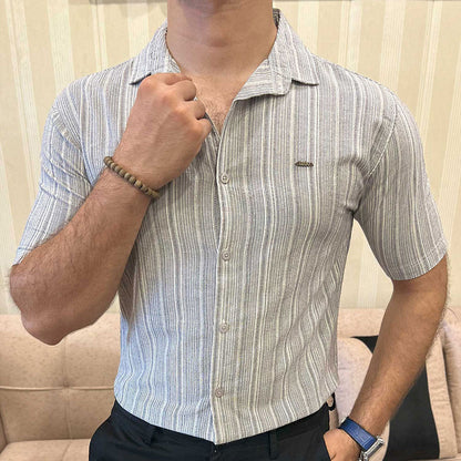 Turbo Down Box Collared Casual Shirt In Slate Grey