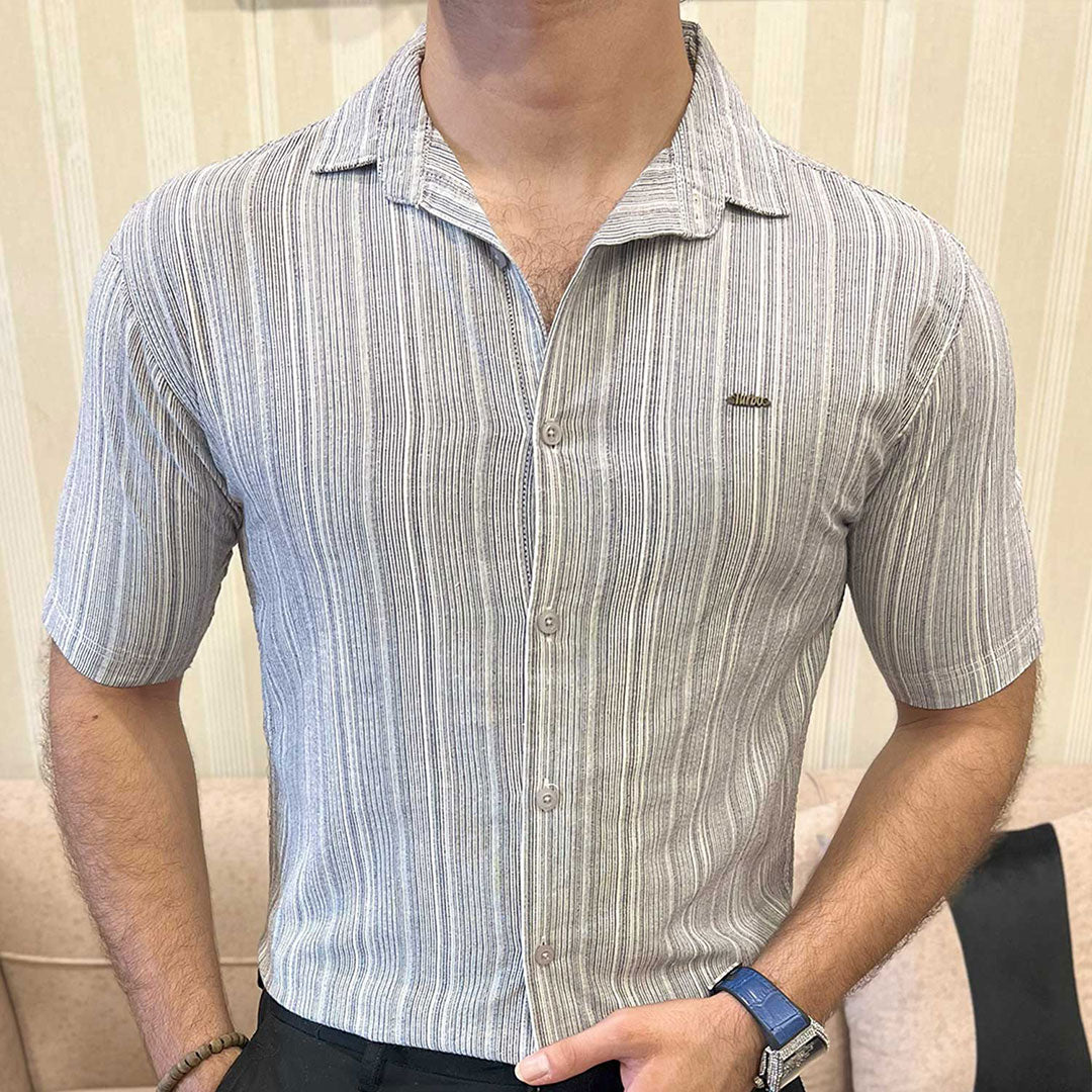 Turbo Down Box Collared Casual Shirt In Slate Grey